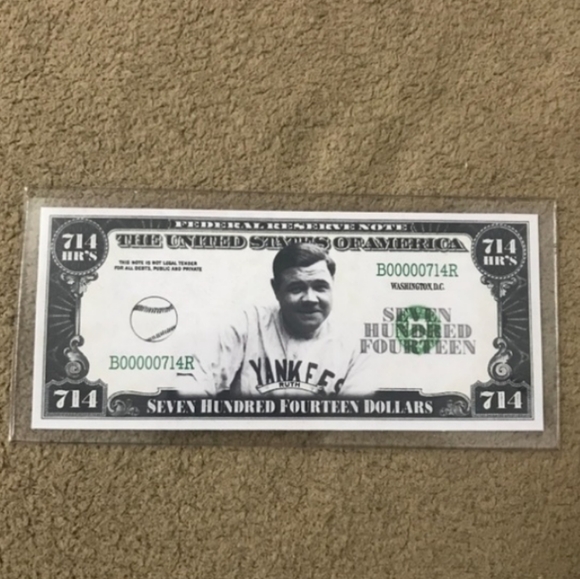BABE RUTH YANKEES OLD SCHOOL MLB⚾LEGENDARY NOVELTY NOTE WITH PROTECTIVE PLASTIC - Picture 7 of 7